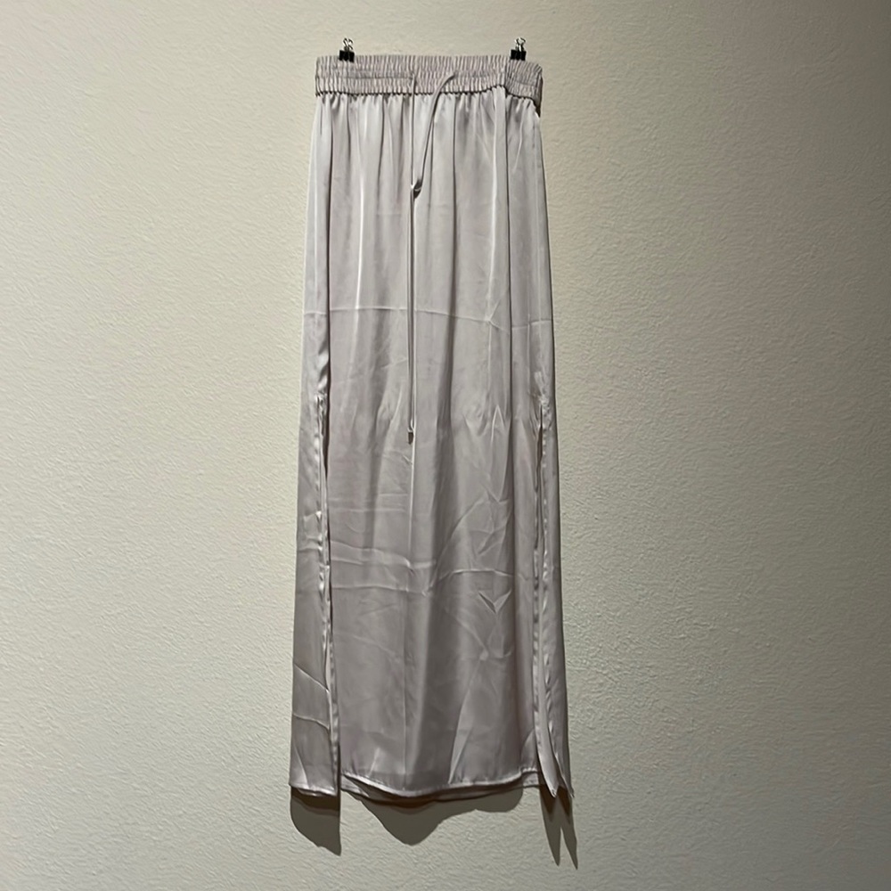 White satin maxi skirt